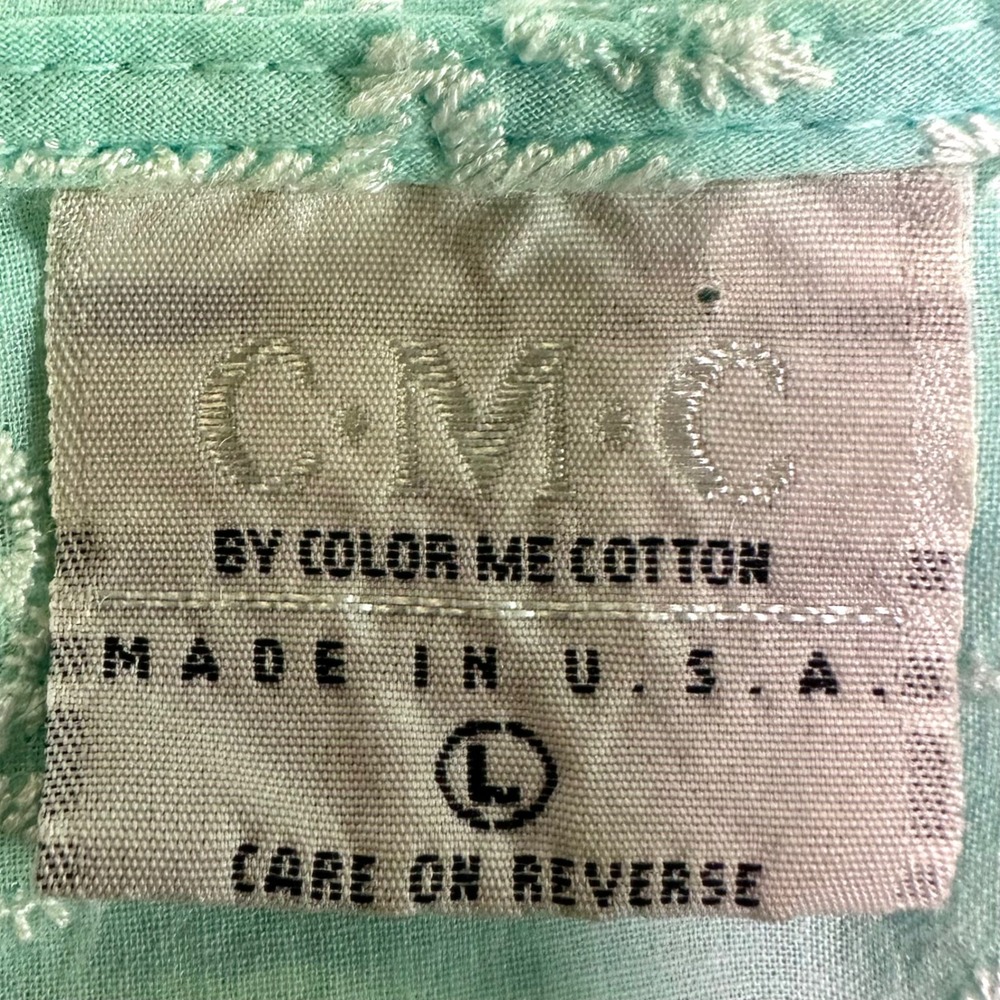 CMC Color Me Cotton Aqua Blue Floral Embroidered Asymmetrical Tunic Top L USA - Picture 6 of 7